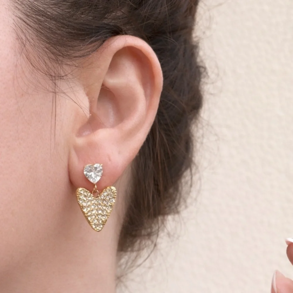 Heart Drop Earrings 18k gold plated